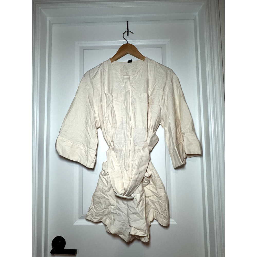 SHEIN Casual Linen 3/4 Sleeve Shorts Romper Jumpsuits With Belt Size 6 / Medium - Picture 3 of 11